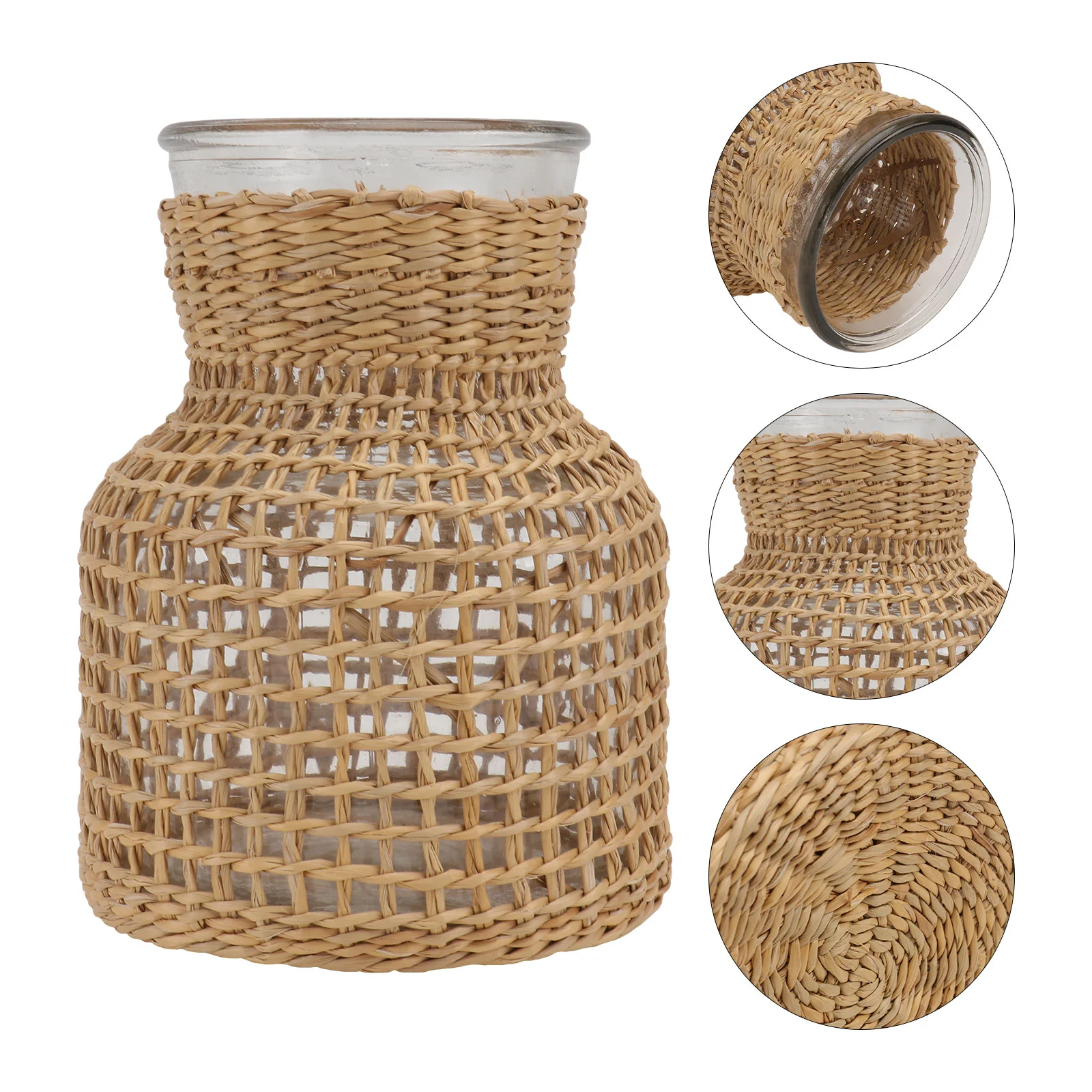 Straw Glass Bottle Rustic Table Decor Farmhouse Glass Vase Rural Rope Net Vase Rattan Flower Container Glass Cylinder Vases
Straw Glass Bottle Rustic Table Decor Farmhouse Glass Vase Rural Rope Net Vase Rattan Flower Container Glass Cylinder Vases