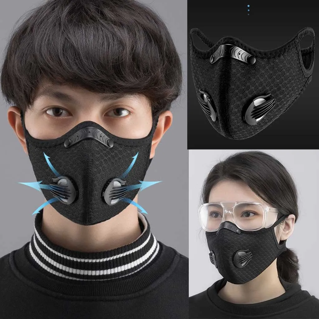 

Outdoor Mask With Filter Activated Carbon Pm 2.5 Anti-pollution Face Masks Dustproof Mouth Mask Respirator Pure Color Cosplay