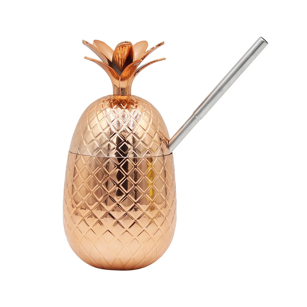 

Cup Pineapple Cups Party Water Drinking Drinks Kids Supplies Tumbler Straw Mug Cocktail Metal Goblet Beverage Mugs Copper Hawaii