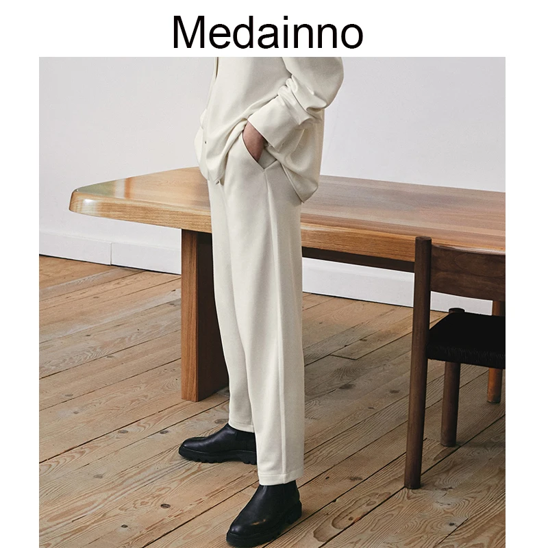 

Medainno 2023 Spring Fashion Women New Elasticity High Waist Pants Solid Color Elegant Casual Set Simple Bottoms Female Chic