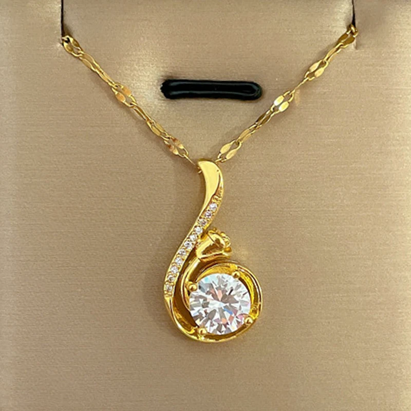 Pendant Necklace for Women Rhinestone Girl Gold Stainless Steel Jewelry Chain Party Birthday Present Gift daughter 
Pendant Necklace for Women Rhinestone Girl Gold Stainless Steel Jewelry Chain Party Birthday Present Gift daughter