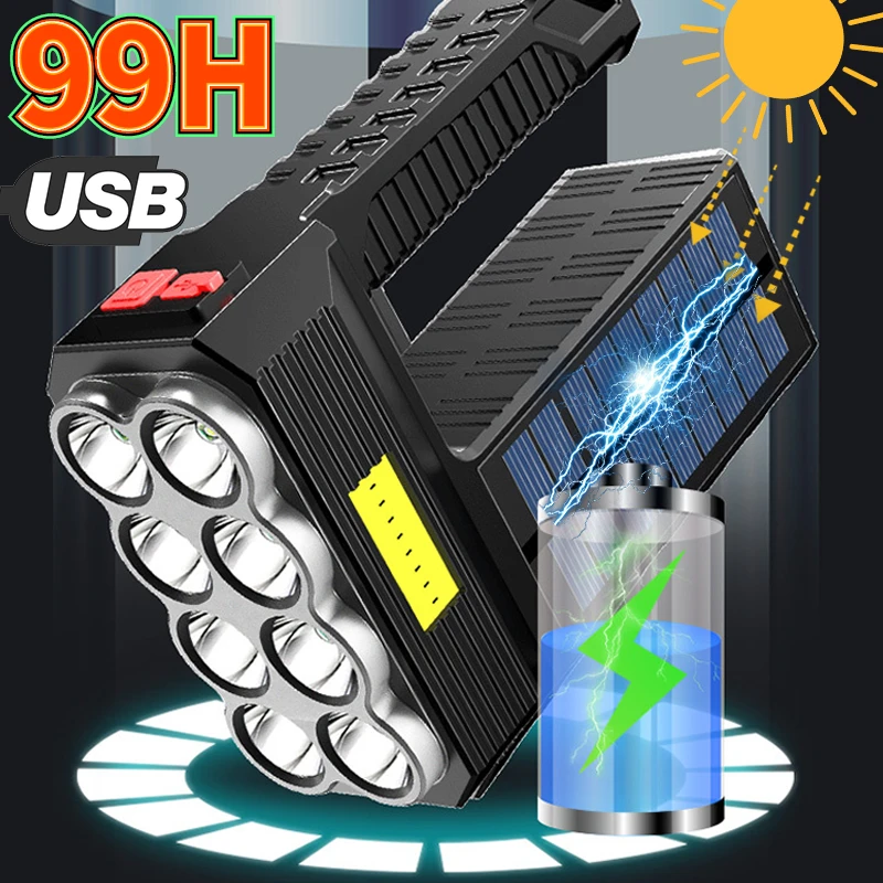 50000LM 8 LED Strong Light Flashlight Lights Source Flashlamp with COB Side Light Usb/solar Rechargeable Lantern Portable Torch
50000LM 8 LED Strong Light Flashlight Lights Source Flashlamp with COB Side Light Usb/solar Rechargeable Lantern Portable Torch