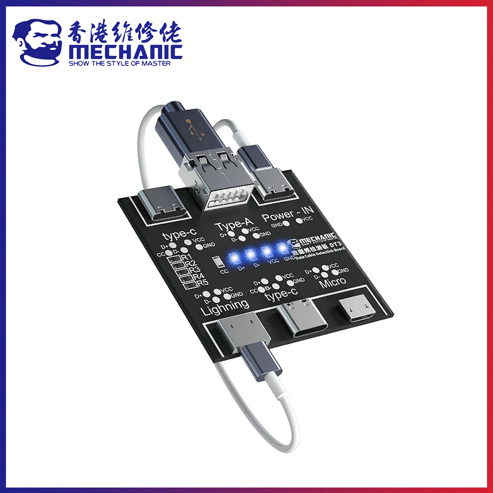MECHANIC DT3 Data Cable Detection Board USB Cable Tester For iOS Android Type-C Short Circuit On-Off Switching Test Board Tool
MECHANIC DT3 Data Cable Detection Board USB Cable Tester For iOS Android Type-C Short Circuit On-Off Switching Test Board Tool