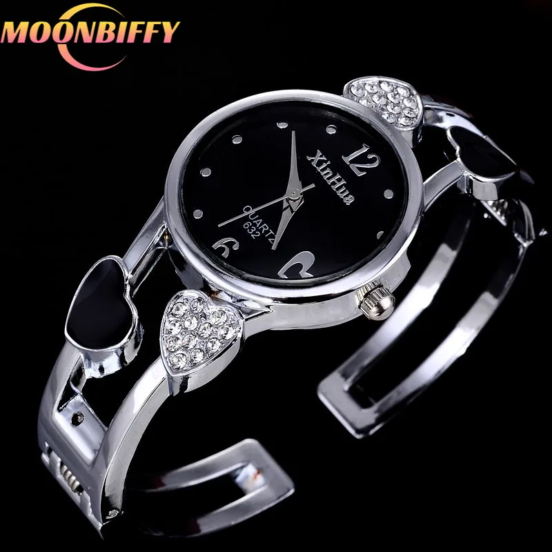 

XINHUA Fashion Watches Women Stainless Steel Bracelet Bangle Flower Lover Heart Shape Wristwatches Female Clock Relogios