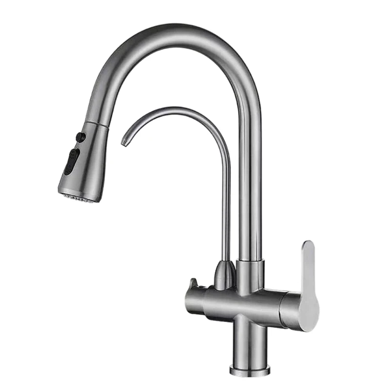New Design 3 in 1 Sink Cold and Hot High Arc Pull Down Mixer Tap with Drinking Tap Filter Stainless Steel Kitchen Faucet
New Design 3 in 1 Sink Cold and Hot High Arc Pull Down Mixer Tap with Drinking Tap Filter Stainless Steel Kitchen Faucet