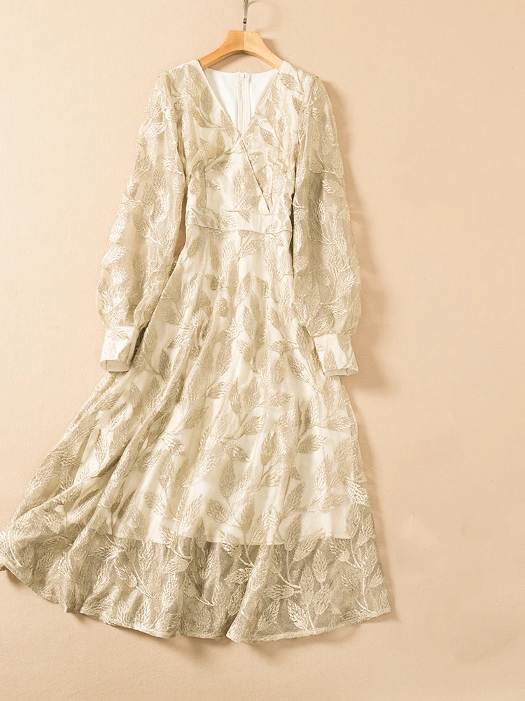Svoryxiu Spring Summer Runway Gorgeous Gold Line Embroidery Long Dress Women's Lantern Sleeve V-Neck Elegance Dresses
Svoryxiu Spring Summer Runway Gorgeous Gold Line Embroidery Long Dress Women's Lantern Sleeve V-Neck Elegance Dresses