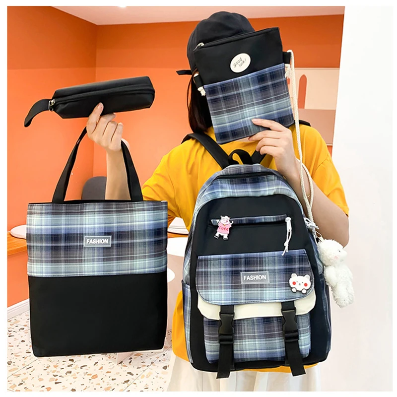 4 Pcs/set School Bags for Teenage Girls Student Cute Korean Backpack Women Black Nylon Schoolbag Multifunction
4 Pcs/set School Bags for Teenage Girls Student Cute Korean Backpack Women Black Nylon Schoolbag Multifunction
