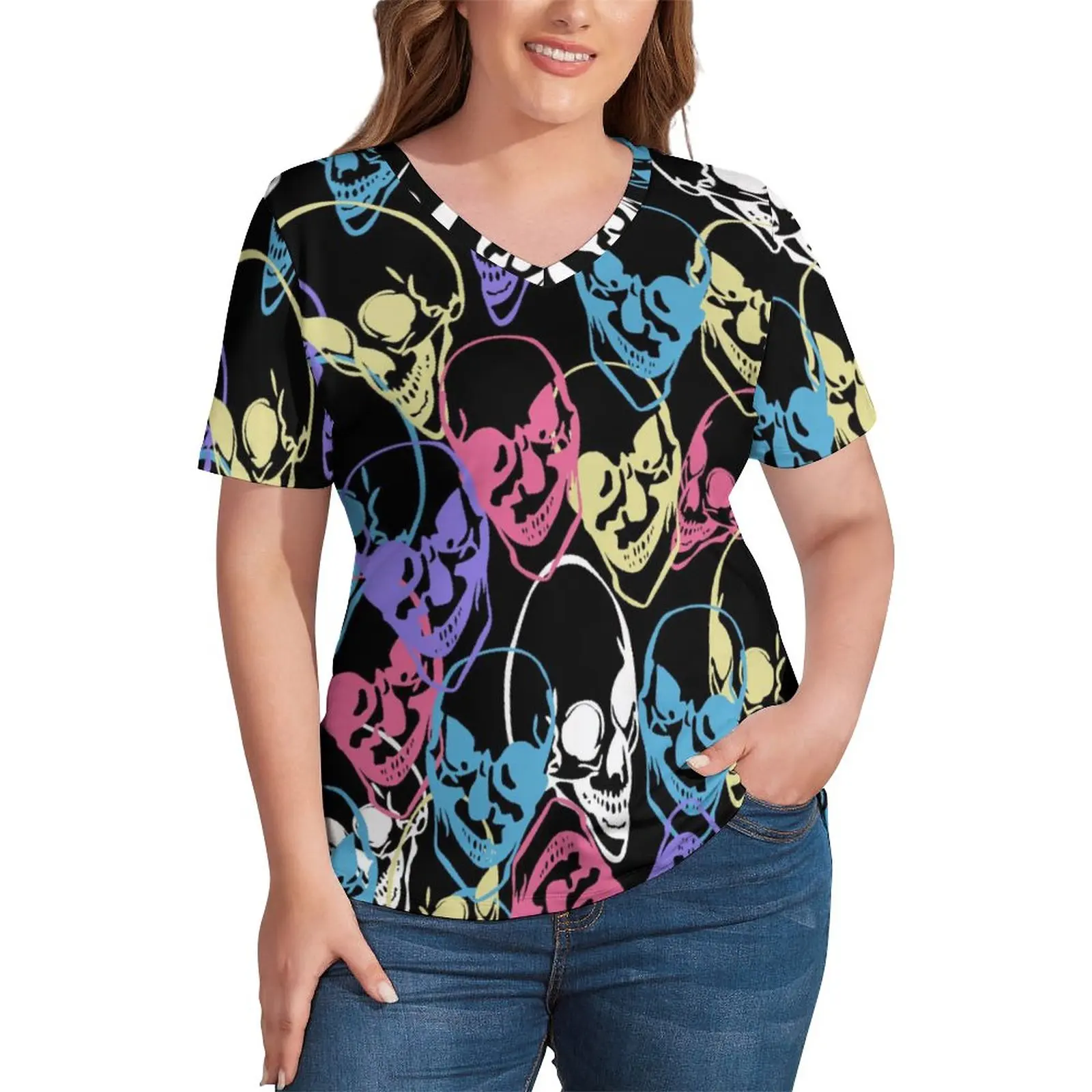 Colorful Skulls T-Shirt Abstract Skull Print Cool V Neck T-Shirts Short-Sleeve Basic Tee Shirt Summer Pattern Tees 2XL 3XL 4XL
Colorful Skulls T-Shirt Abstract Skull Print Cool V Neck T-Shirts Short-Sleeve Basic Tee Shirt Summer Pattern Tees 2XL 3XL 4XL