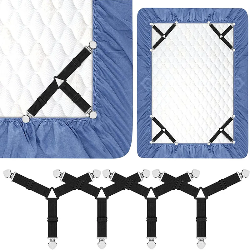 

Holder 4pcs/set Sheet Fastener Cover Mattress Clips Elastic Grippers Bed Gadgets Organize Sheet Quilt Blankets Belt Bed Textiles