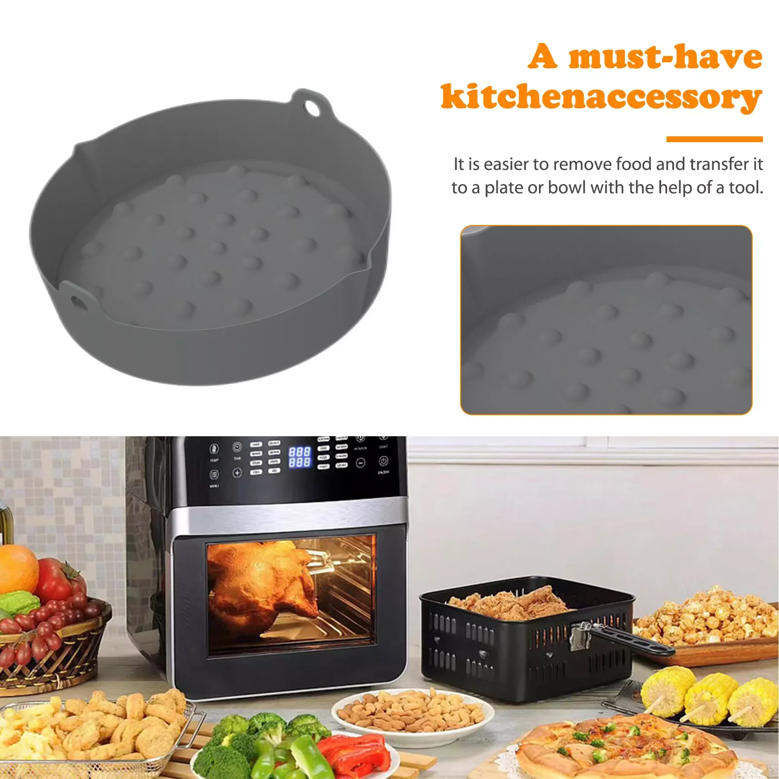 NEW2023 2pcs Basket Mat with Handle Silicone Oven Air Fryer Liner Bread Fried Chicken Pizza BPA Free Non-Stick Replacement Kitch
NEW2023 2pcs Basket Mat with Handle Silicone Oven Air Fryer Liner Bread Fried Chicken Pizza BPA Free Non-Stick Replacement Kitch