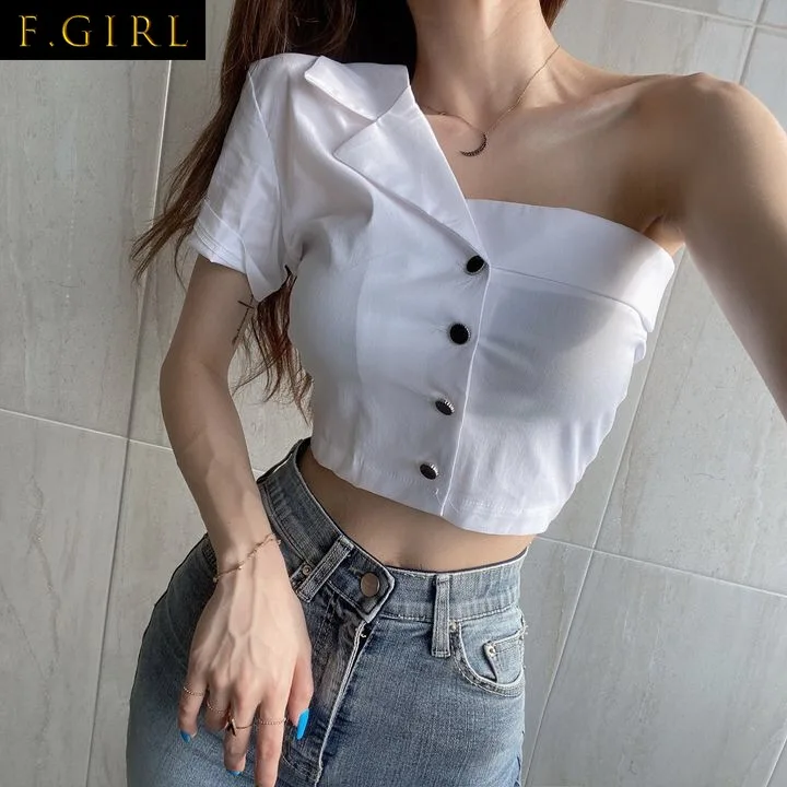 F GIRLS High Street Modis Shirt Blouse Women Asymmetrical Off Shoulder Single Breasted Solid Color Slim Fit Sexy Blusas Mujer
F GIRLS High Street Modis Shirt Blouse Women Asymmetrical Off Shoulder Single Breasted Solid Color Slim Fit Sexy Blusas Mujer