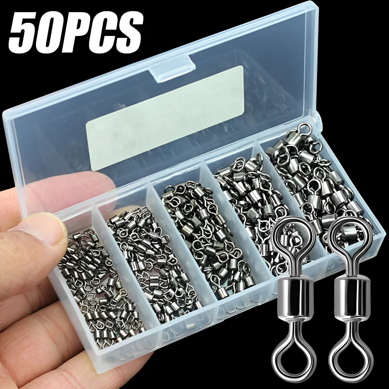 50PCS/Lot Fishing Swivels Ball Bearing Swivel with Safety Snap Solid Rings Rolling Swivel for Carp Fishing Accessories
50PCS/Lot Fishing Swivels Ball Bearing Swivel with Safety Snap Solid Rings Rolling Swivel for Carp Fishing Accessories