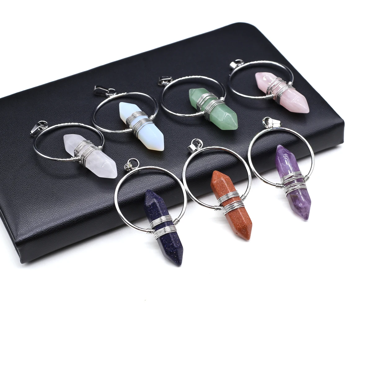 

10PCS Wholesale Natural Stone Hexagonal Prism Shape Pendant Reiki Healing Jewelry DIY Making Necklace Earring Accessories