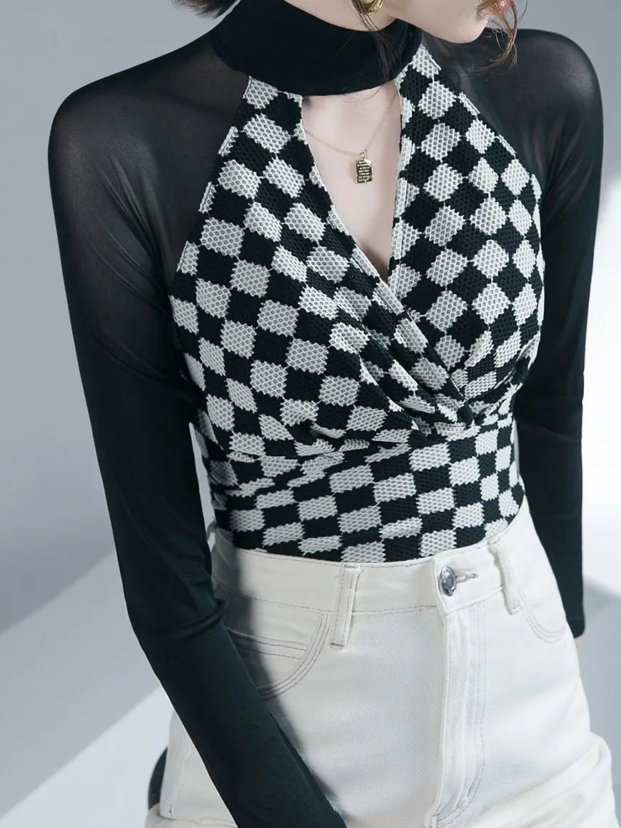 Hollow Out Turtleneck Mesh TShirt WomenAutumn Spring Patched Full Sleeve Slim Fashion Plaid Tees Woman Base T Shirts
Hollow Out Turtleneck Mesh TShirt WomenAutumn Spring Patched Full Sleeve Slim Fashion Plaid Tees Woman Base T Shirts