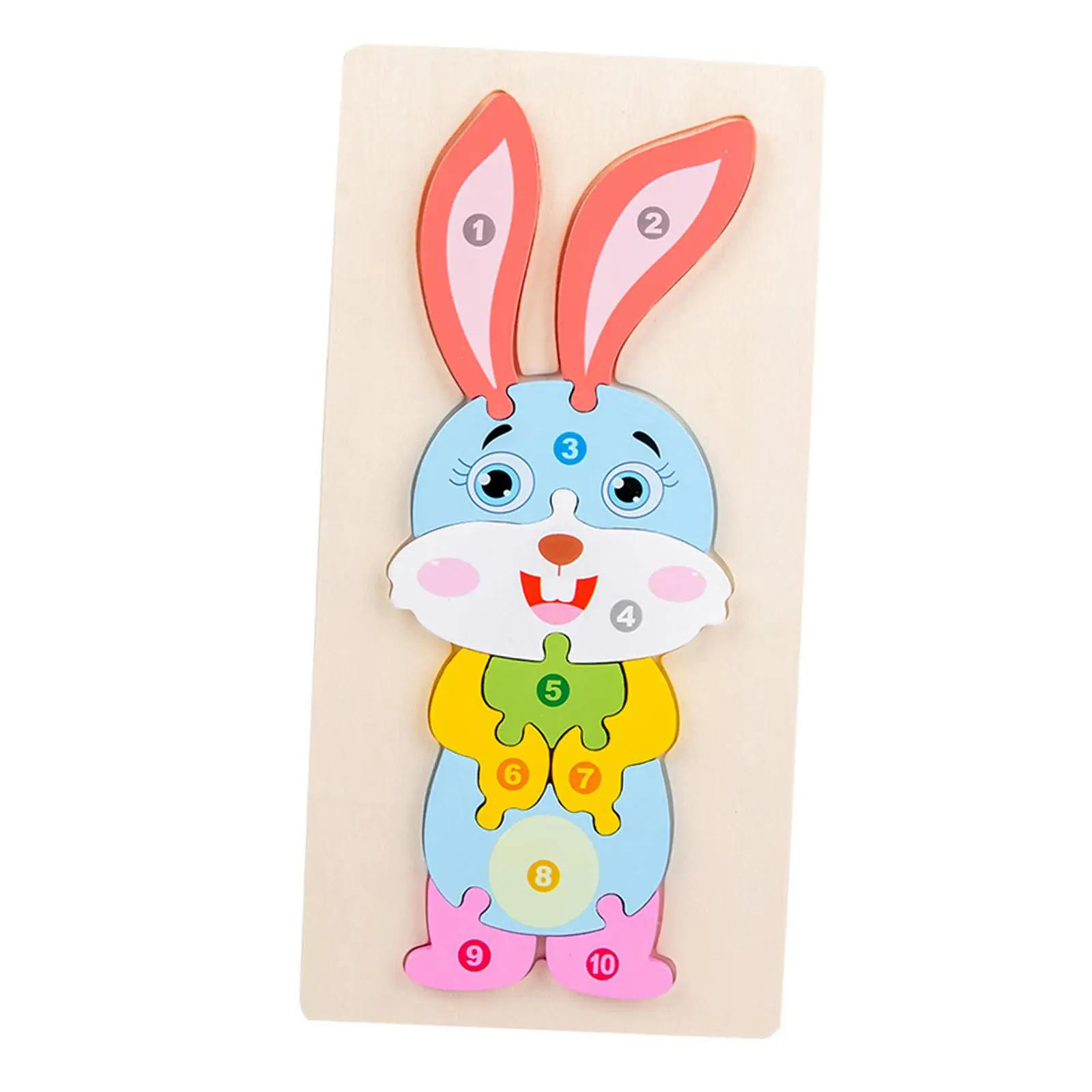 

3D Wooden Puzzle Rabbit Fine Motor Skill Animal Shape Jigsaw Montessori Puzzle for Boys Girls Ages 2 3 4 Year Old Kids Preschool