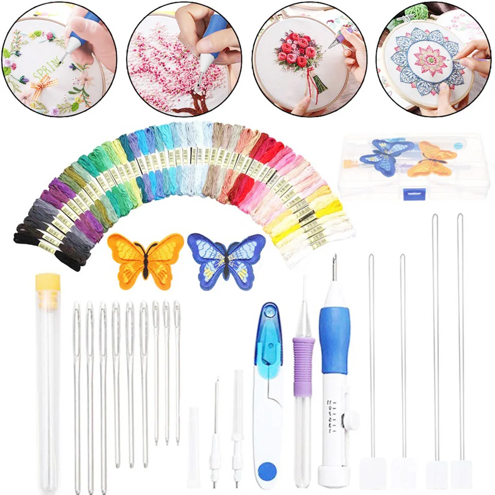 Embroidery DIY Kit Punch Needle Knitting Needles Scissors Embroidery Thread Cord Sewing Kit with Storage Case
Embroidery DIY Kit Punch Needle Knitting Needles Scissors Embroidery Thread Cord Sewing Kit with Storage Case