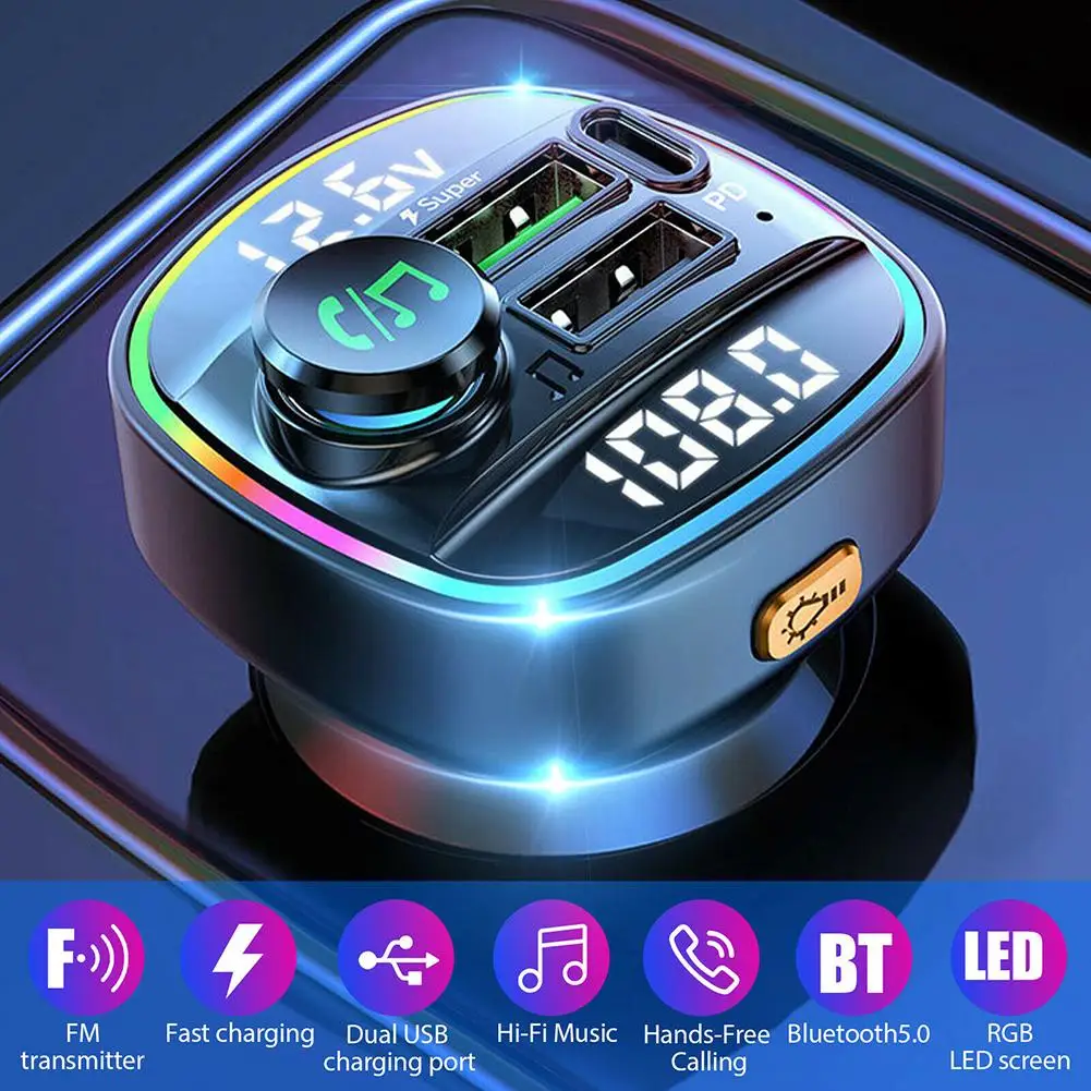 Автомобильный беспроводной Fm-передатчик с Bluetooth 5 0 двойным дисплеем и функцией