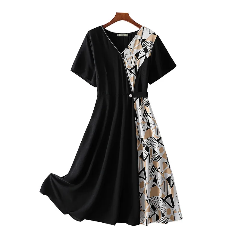 Women Clothing Summer Vintage A-Line Long Dress Korean Style Blacl Patchwork V Neck Short Sleeve Casual Office Ladies Dresses
Women Clothing Summer Vintage A-Line Long Dress Korean Style Blacl Patchwork V Neck Short Sleeve Casual Office Ladies Dresses