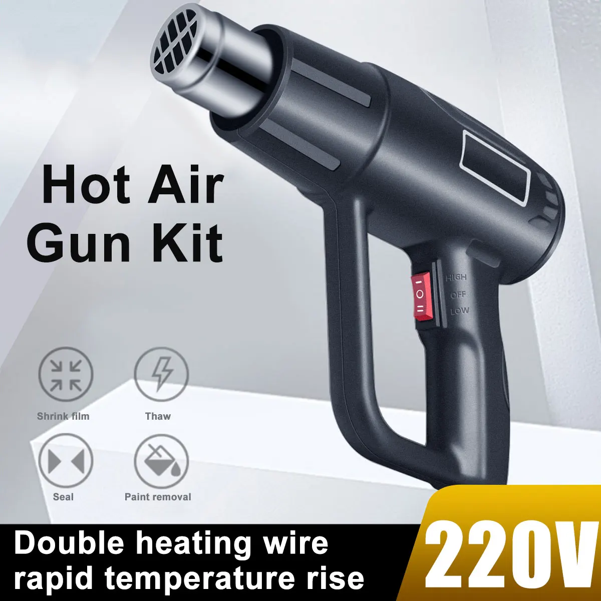 Hot Air Guns 2000W 60℃~600℃ Variable Temperature Control Fast Heating Hot Air Tool with Overload Protection and Air Outlet
Hot Air Guns 2000W 60℃~600℃ Variable Temperature Control Fast Heating Hot Air Tool with Overload Protection and Air Outlet