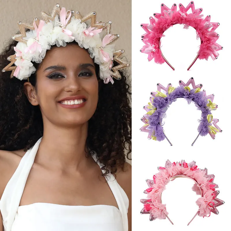 European and American New Fabric Craft Crown Hair Clasp Female Original Design Sisters Party Headband Headdress
European and American New Fabric Craft Crown Hair Clasp Female Original Design Sisters Party Headband Headdress
