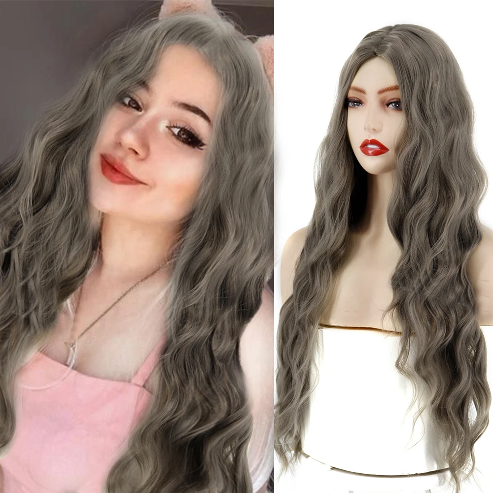 Synthetic Wigs Long Wave Synthetic Wig for Woman Gray Curly Wigs Cosplay Daily Heat Resistant Brown Red Black Natural Wigs
Synthetic Wigs Long Wave Synthetic Wig for Woman Gray Curly Wigs Cosplay Daily Heat Resistant Brown Red Black Natural Wigs