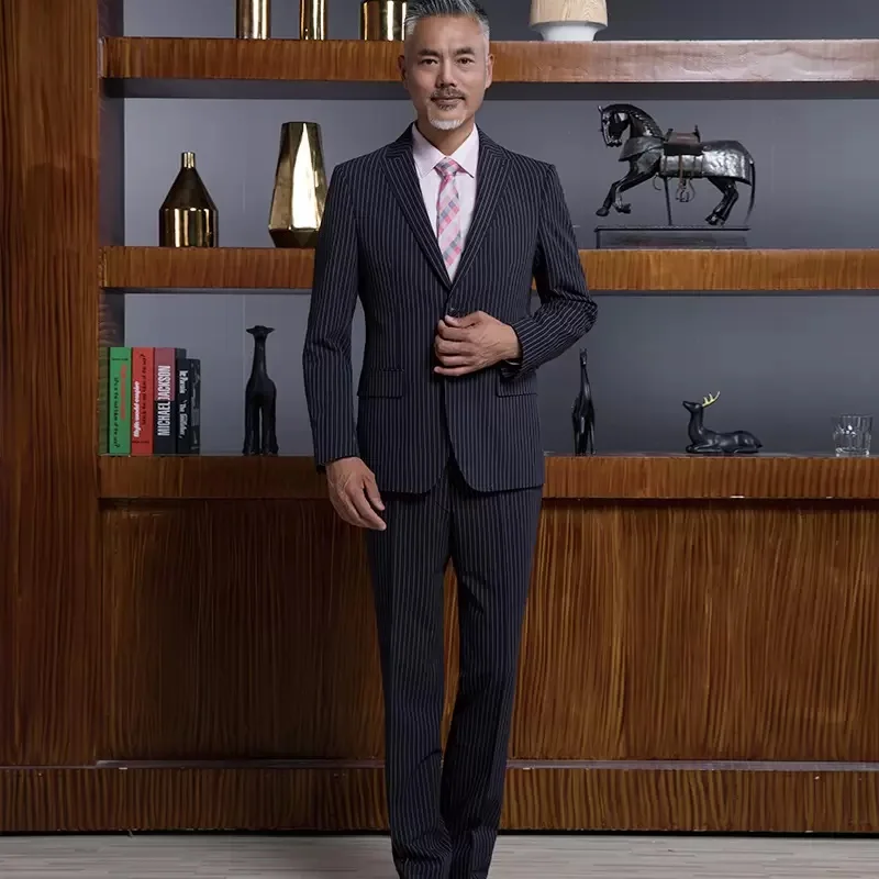 Fashion Pinstripe Slim Fit Men's Suit Single Breasted Two Piece Wedding Tuxedo Custom Business (Blazer + Pants)
Fashion Pinstripe Slim Fit Men's Suit Single Breasted Two Piece Wedding Tuxedo Custom Business (Blazer + Pants)