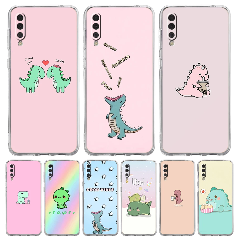 

Cute Dinosaur Silicone Transparent For Samsung Galaxy A12 A22 A52 A02 A03S A50 A70 A10 A20 A20S A30 A40 Phone Case Shell Fundas