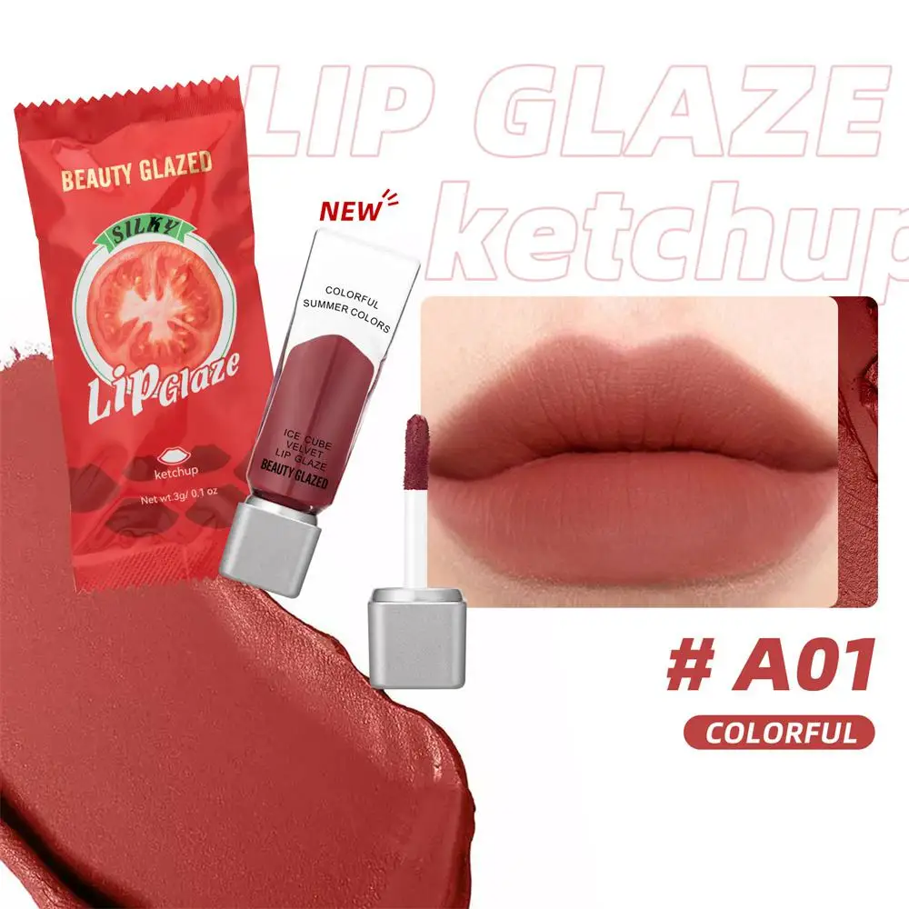 

Tomato Style Lip Gloss Cute Lip Glaze Lasting Non-stick Cup Waterproof Long-lasting Fog Matte Lip Mud Moisturizing Lip Cosmestic