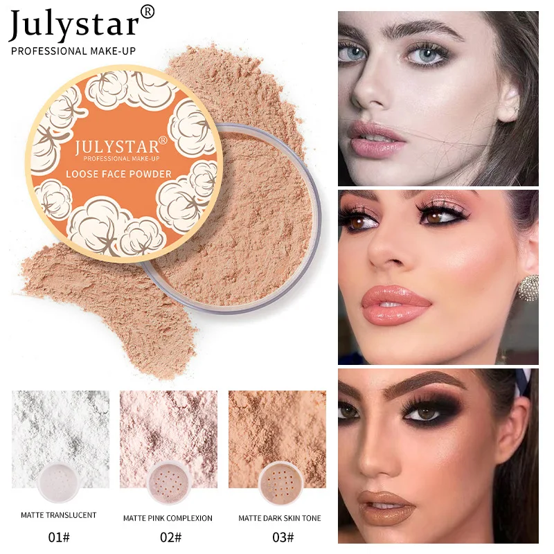 

Julystar Loose Face Powder Light Nude Matte Makeup Setting Powder Waterproof Lasting Powder Foundation Oil-control Concealer 8g