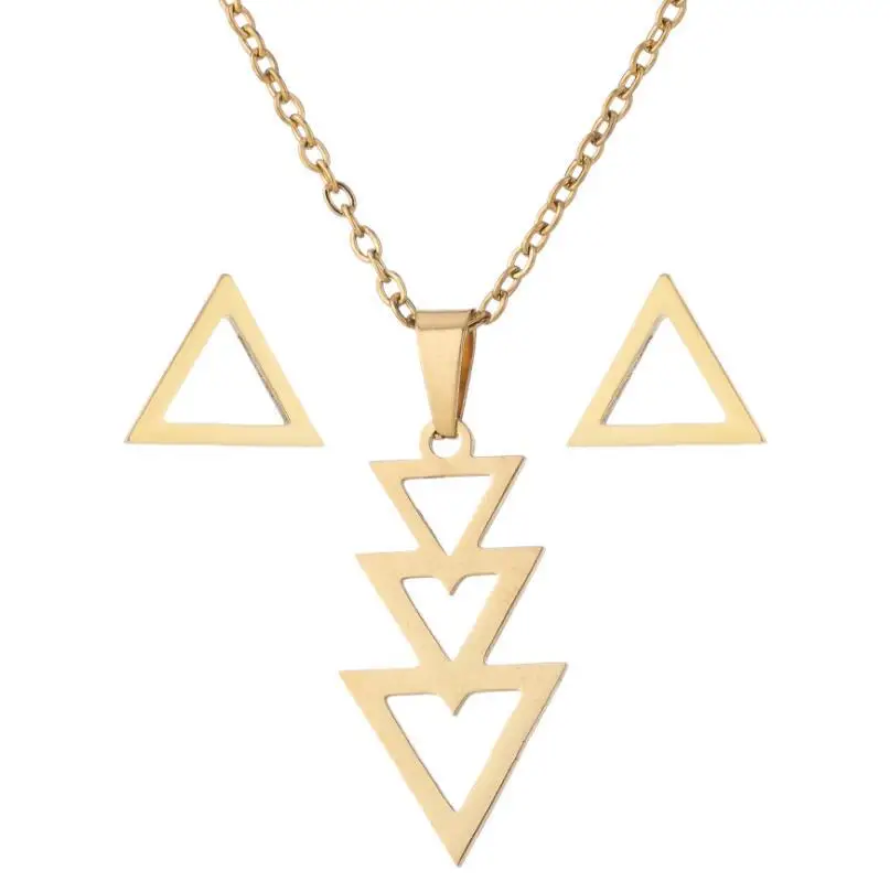 Japanese And Korean Simple Triangle Necklace Set Simple Student Female Geometric Stud Earrings Stainless Steel Pendant
Japanese And Korean Simple Triangle Necklace Set Simple Student Female Geometric Stud Earrings Stainless Steel Pendant