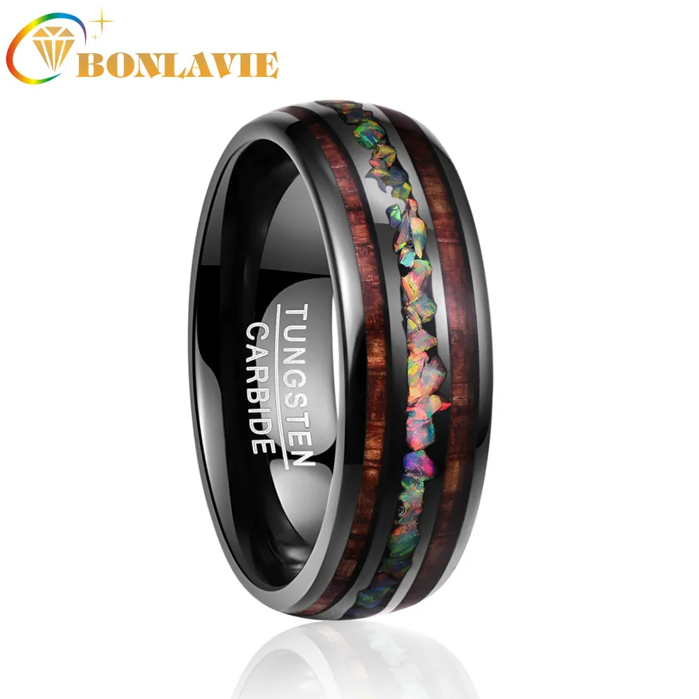 BONLAVIE 8mm Tungsten Carbide Ring Opal Hawaii Koa Wood Komaru Color Rainbow Men's Women's Ring
BONLAVIE 8mm Tungsten Carbide Ring Opal Hawaii Koa Wood Komaru Color Rainbow Men's Women's Ring