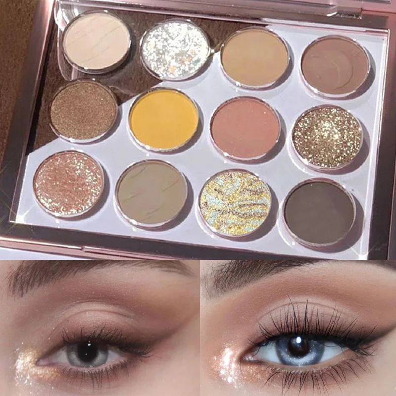 Glitter Eyeshadow Palette Waterproof Nude Earth Color Eye Pigment Matte Shimmer Eye Shadow Powder Makeup Cosmetic 12 Colors Rabe 
Glitter Eyeshadow Palette Waterproof Nude Earth Color Eye Pigment Matte Shimmer Eye Shadow Powder Makeup Cosmetic 12 Colors Rabe