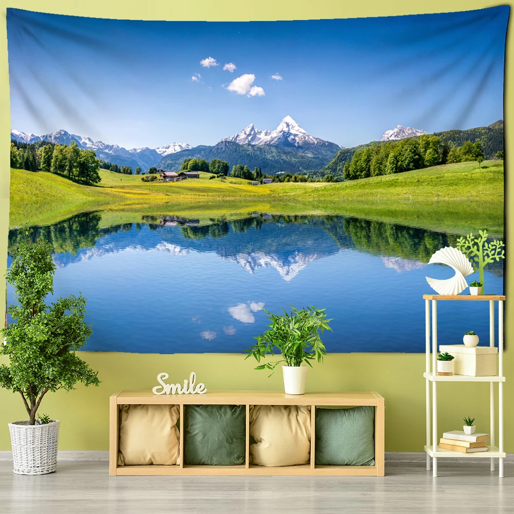 

Snow Mountain Scenery Forest Eye Protection Tapestry Wall Hanging River Hippie Mattress Bohemian Bedroom Living Room Home Decor