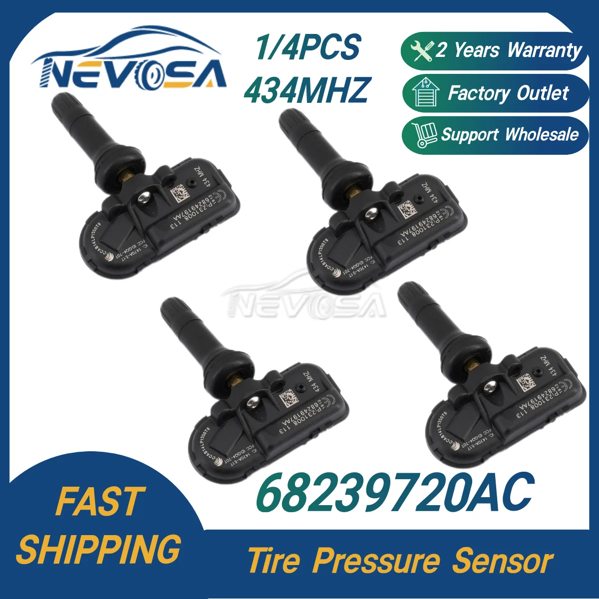 

Nevosa TPMS 68239720AC Car Tire Pessure For Dodge RAM 1500 Jeep Cherokee 434MHz Digital Manometer Pneumatic Air Pressure Gauge