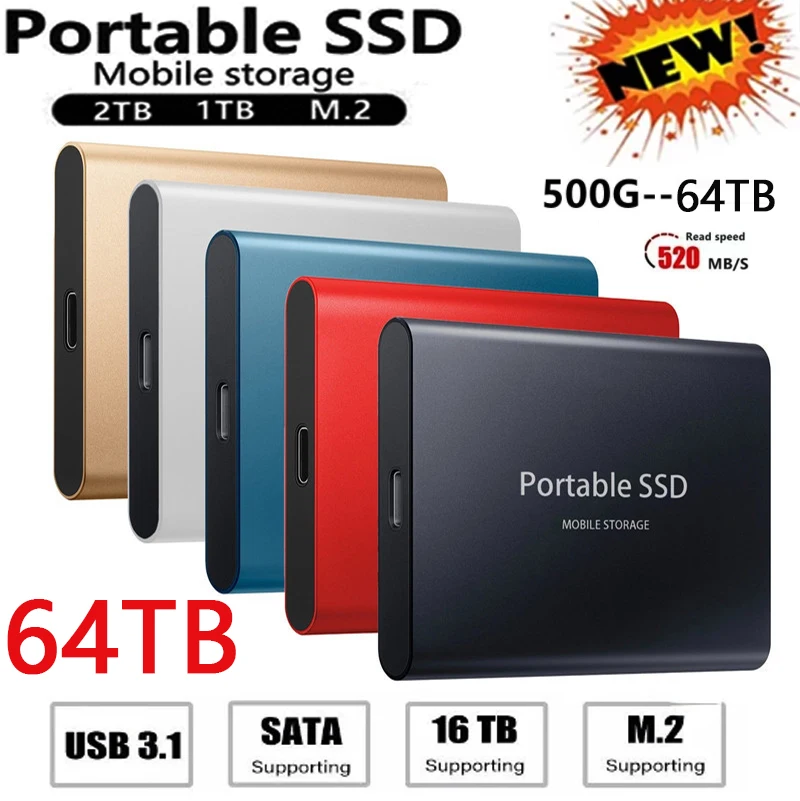 

Портативный высокоскоростной SSD 500 Гб 1 Тб внешний твердотельный накопитель 2 ТБ 4 ТБ 8 ТБ M.2 SSD ГБ 1 ТБ Type-C USB3.1 мобильный жесткий диск для ноутбуков