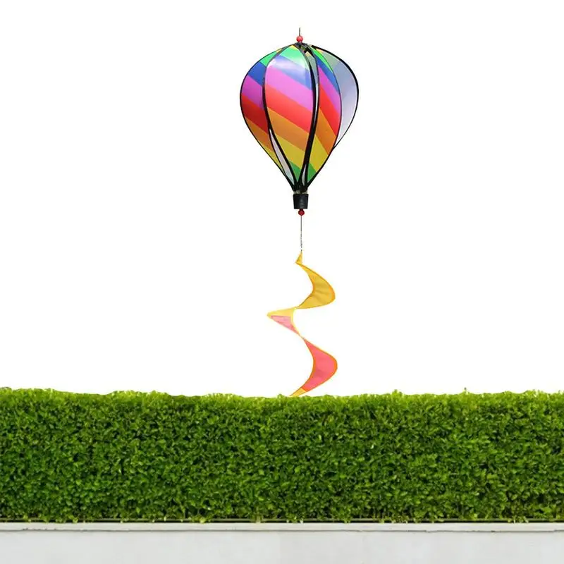 

Rainbow Hot Air Balloon Colorful Twist Garden Spinner Rotating Wind Strip Windmill Outdoor Hanging Decoration Rainbow Pinwheel