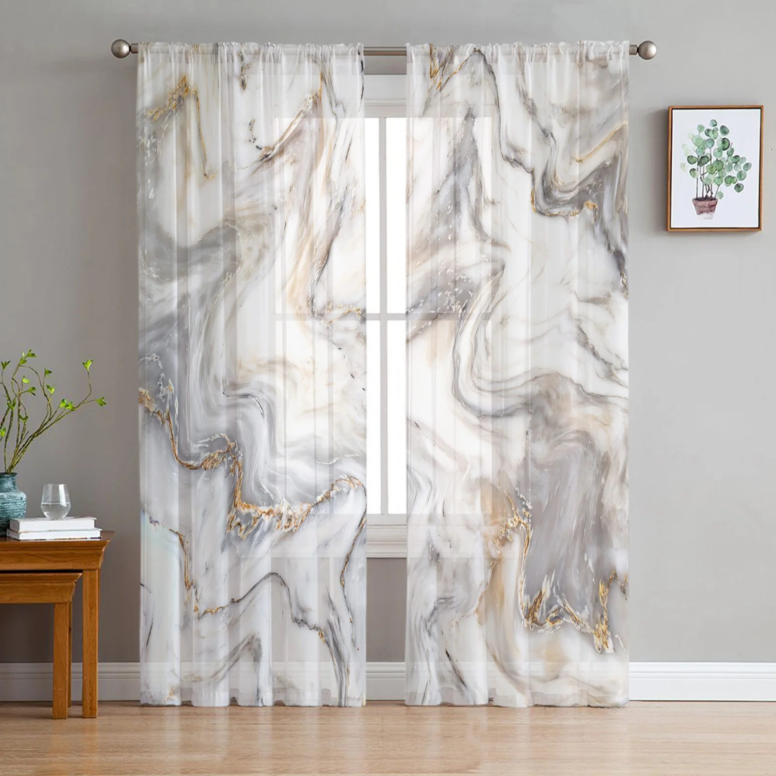 

Abstract Marble Texture Tulle Sheer Curtains for Living Room Decoration Window Curtain for Bedroom Kitchen Voile Organza Drapes