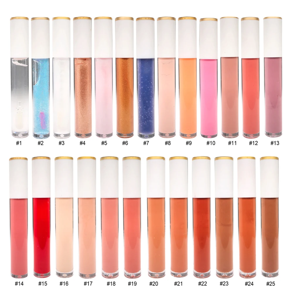 

25 Colors Moisturizing Nutritious Water[roof Pigment Long-lasting Private Label Lip Glaze Lipgloss Custom Bulk Makeup Beauty