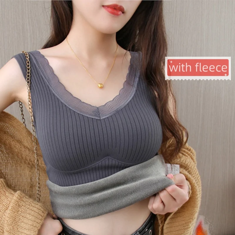 Winter Women's Fleece Vest Warm and Thick Inner Wear With Chest Pads Cold-proof Body Sculpting Bottoming Ladies Lace Underwear
Winter Women's Fleece Vest Warm and Thick Inner Wear With Chest Pads Cold-proof Body Sculpting Bottoming Ladies Lace Underwear