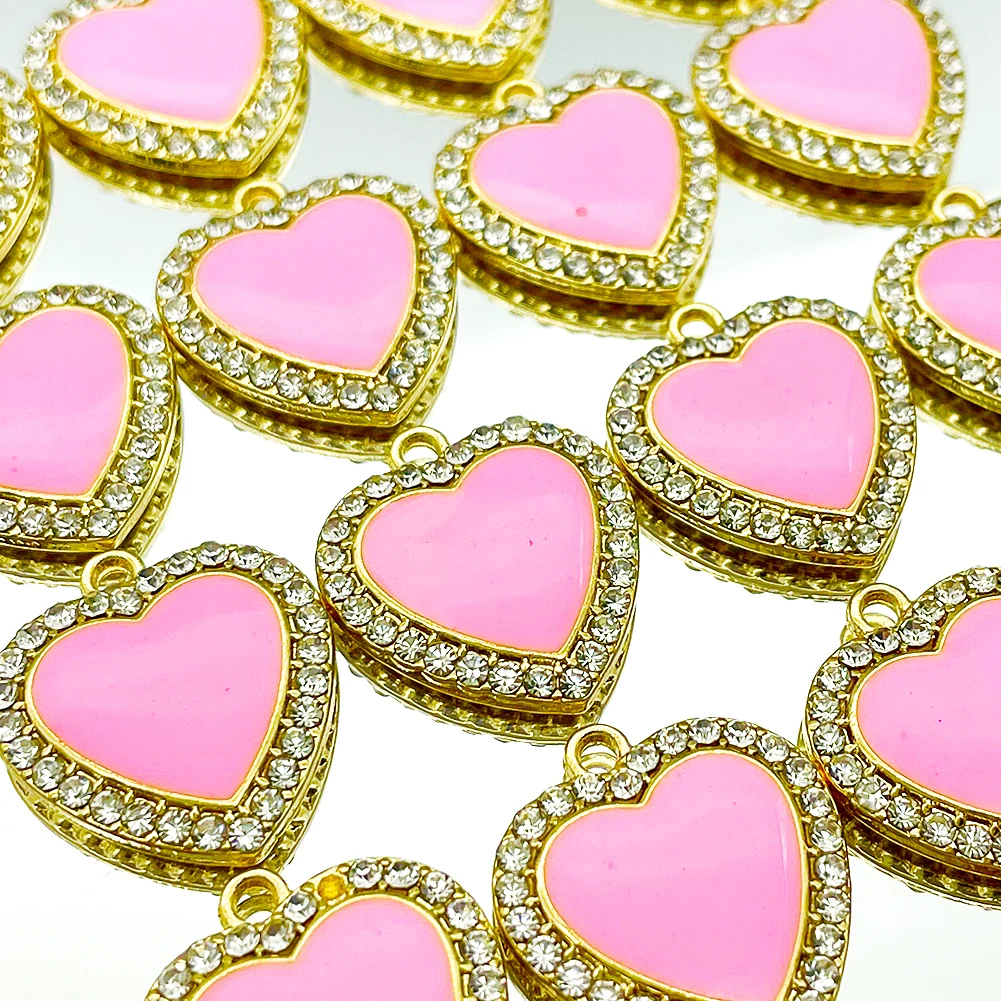 10Pcs Fine Jewelry Crystal Pink Enamel Heart Charms For Necklace Findings Making High Quality Accessories DIY Necklace Bracelet
10Pcs Fine Jewelry Crystal Pink Enamel Heart Charms For Necklace Findings Making High Quality Accessories DIY Necklace Bracelet