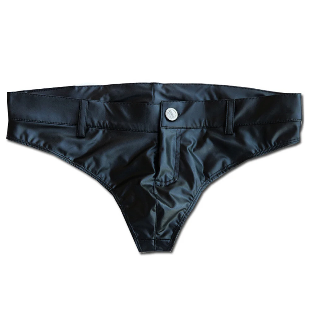 PU Leather Men Tight Stretch T Back Thongs Wet Look Pouch Briefs Button Underpants Clubwear Shorts Panties Gay Underwear
PU Leather Men Tight Stretch T Back Thongs Wet Look Pouch Briefs Button Underpants Clubwear Shorts Panties Gay Underwear