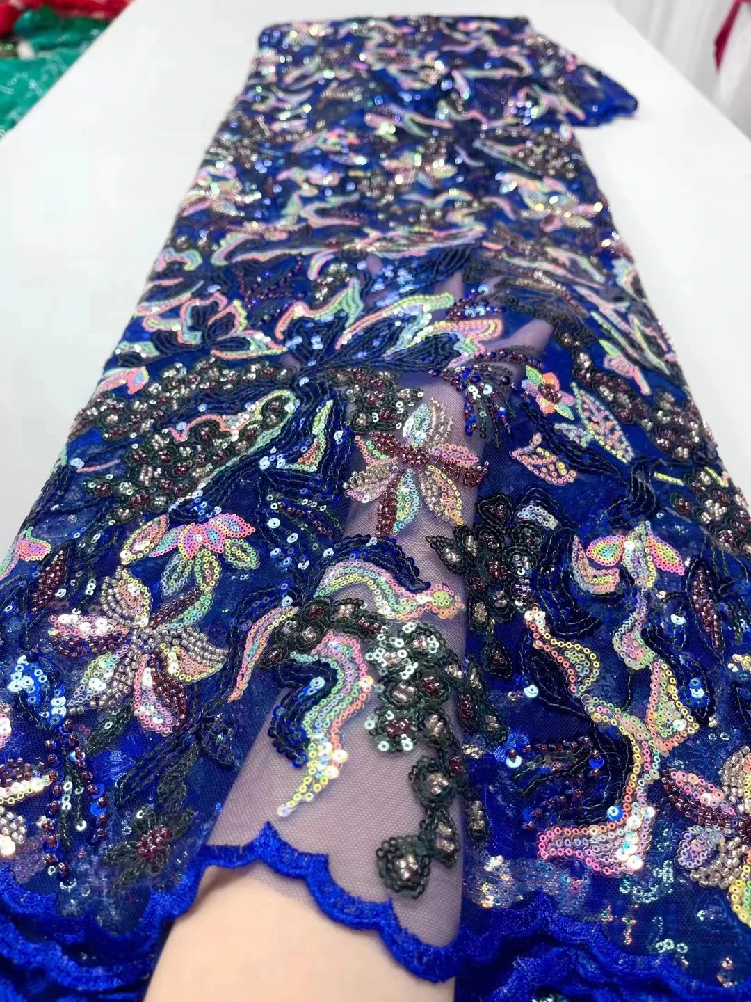 New Luxury Blue Sequence African Lace Fabric 2023 Nigerian Beaded Mesh Laces Embroidery French Tulle Lace Fabric With Sequins
New Luxury Blue Sequence African Lace Fabric 2023 Nigerian Beaded Mesh Laces Embroidery French Tulle Lace Fabric With Sequins