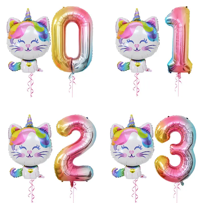 

Unicorn Cat Foil Balloon 40inch Rainbow Helium Number Foil Balloons Unicorn Theme Birthday Party Decorations Baby Shower Globos