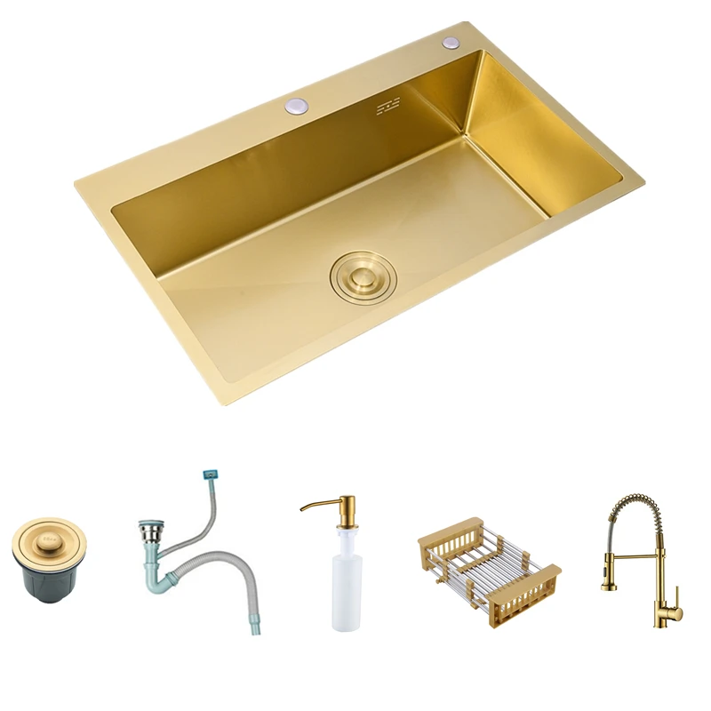 Gold 304 Stainless Steel Single Bowl Kitchen Sink Above or Below Sink Vegetable Washbasin Sink 53x43cm Free Shipping 
Gold 304 Stainless Steel Single Bowl Kitchen Sink Above or Below Sink Vegetable Washbasin Sink 53x43cm Free Shipping
