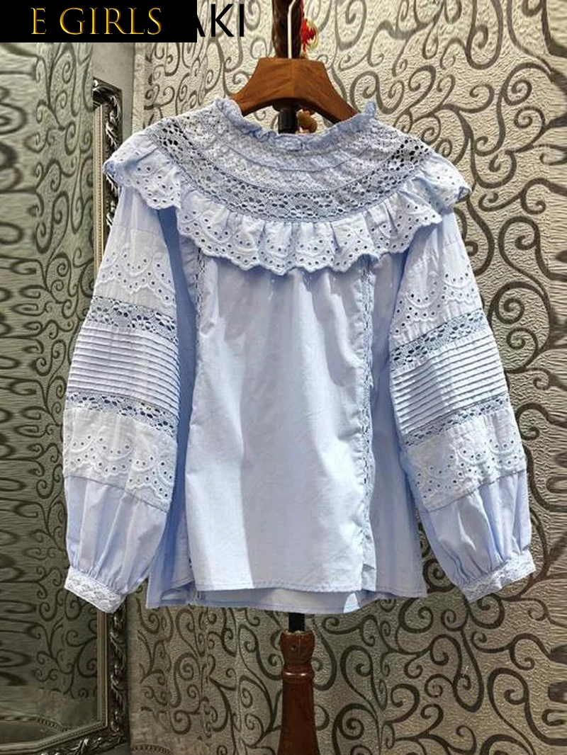 E GIRLS Lace Hollow Out Ruffles Long Sleeve Blouse Women O Neck Loose Casual Vintage Autumn 2023 Shirt Tops Korean Chic Elegant
E GIRLS Lace Hollow Out Ruffles Long Sleeve Blouse Women O Neck Loose Casual Vintage Autumn 2023 Shirt Tops Korean Chic Elegant