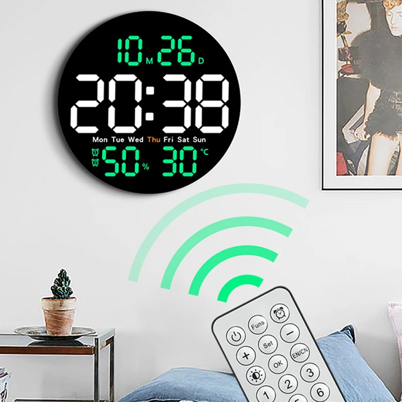 10inch Round Led Wall Clock with Alarms Temperature Humidity Timing Countdown Function Digital Clock Home Living Room Decoration
10inch Round Led Wall Clock with Alarms Temperature Humidity Timing Countdown Function Digital Clock Home Living Room Decoration