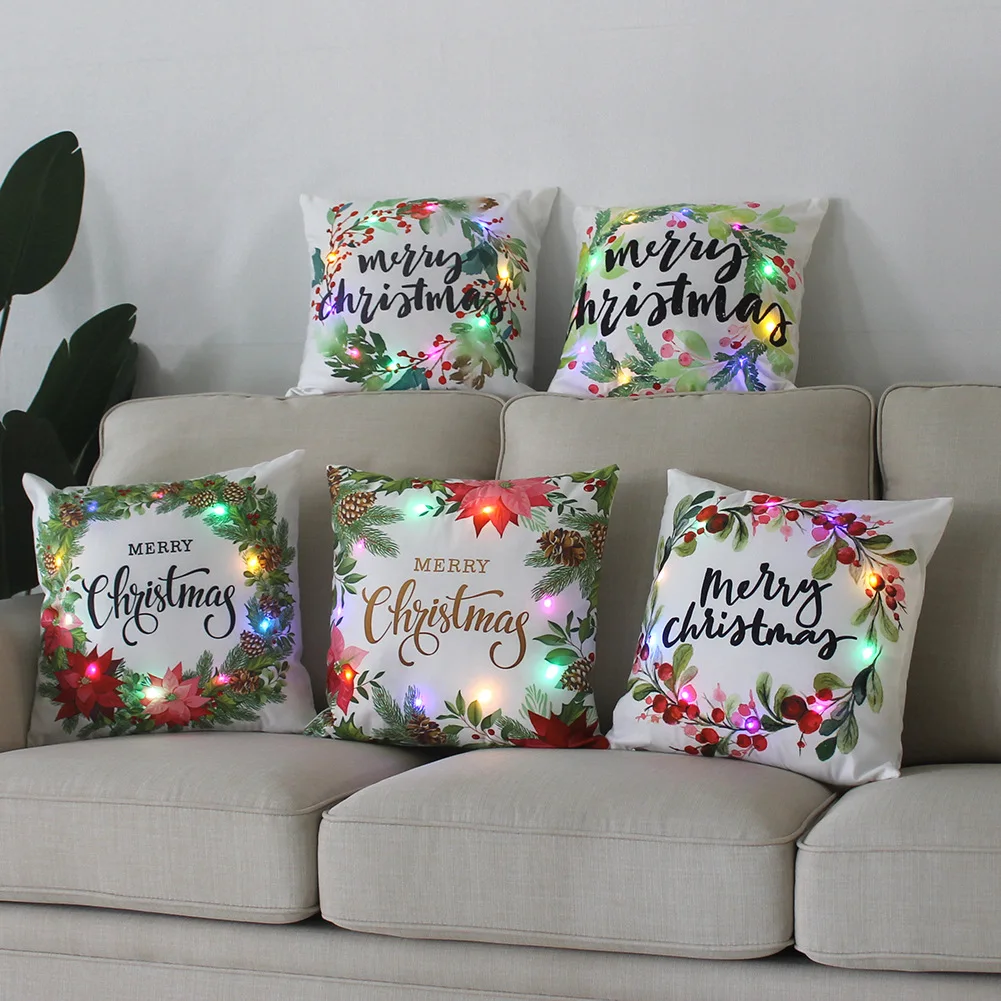 45cm Led Light Cushion Cover Wreath Print Christmas Decorations Funda Cojin for Living Room Pillow Case Home Decortion
45cm Led Light Cushion Cover Wreath Print Christmas Decorations Funda Cojin for Living Room Pillow Case Home Decortion