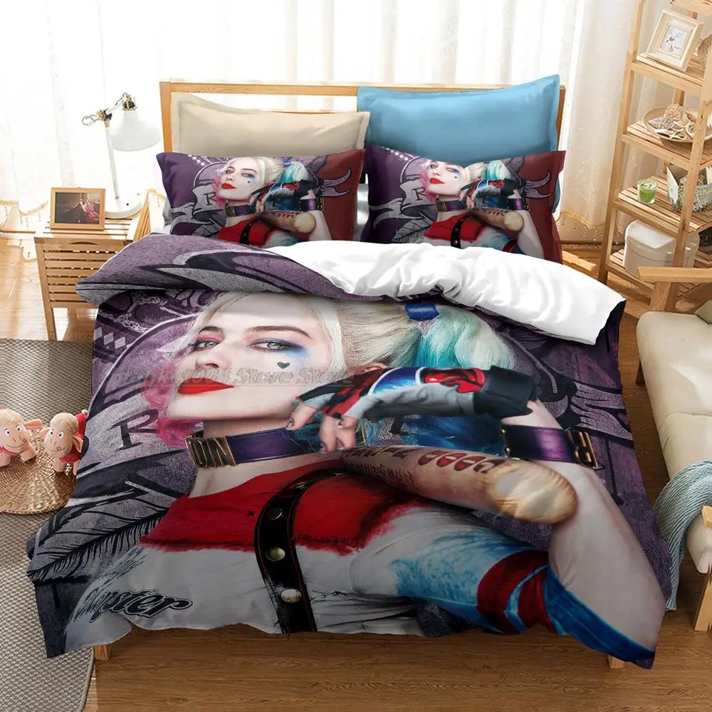 Harleen Quinzel Clown Squads Suicide 3D Printed Bedding Set Duvet Cover KING Queen Full Twin Size for Halloween Bedroom Decor
Harleen Quinzel Clown Squads Suicide 3D Printed Bedding Set Duvet Cover KING Queen Full Twin Size for Halloween Bedroom Decor
