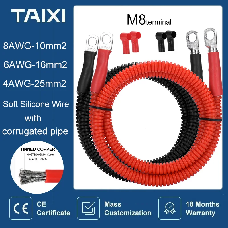 Silicone flexible cable 8 6 4 2AWG Positive And Negative Battery Copper Cables With Protective Sleeve Lug Parallel Bellows
Silicone flexible cable 8 6 4 2AWG Positive And Negative Battery Copper Cables With Protective Sleeve Lug Parallel Bellows