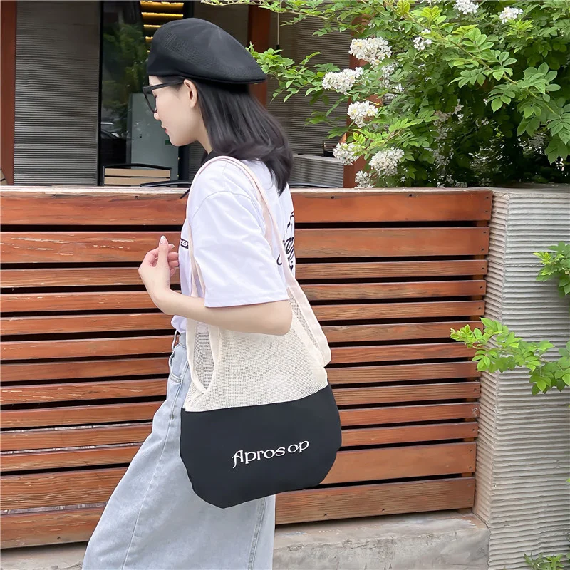 Black&White Canvas Tote Bag Knitted Hollow Out Shopping Bags Letter Printed Shoulder Bag Large Capacity Reusable Bucket Handbag
Black&White Canvas Tote Bag Knitted Hollow Out Shopping Bags Letter Printed Shoulder Bag Large Capacity Reusable Bucket Handbag